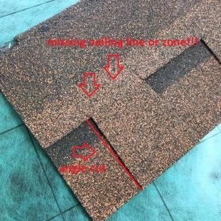 Nailing zone and angle cut tested product 3